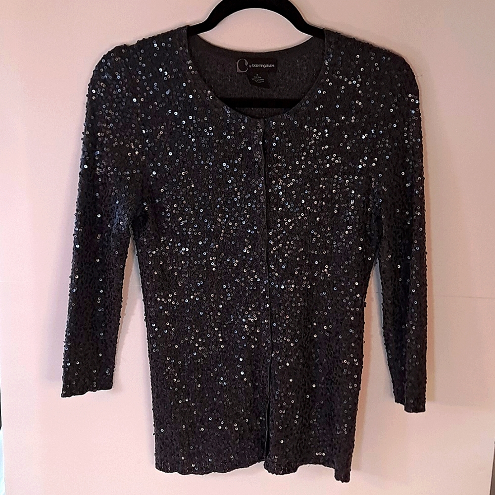 C by Bloomingdale's size medium sequin cardigan with snap.
